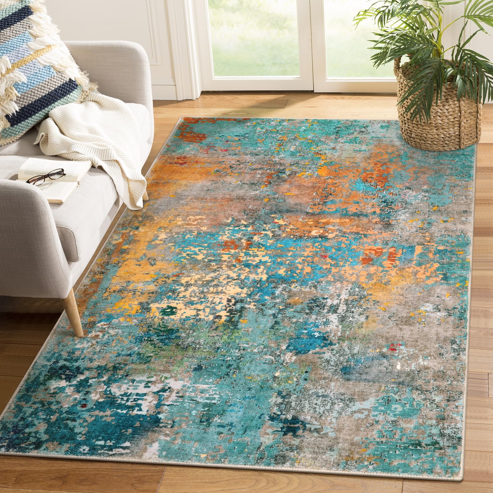 Lahome washable rug ready for machine cleaning after spills