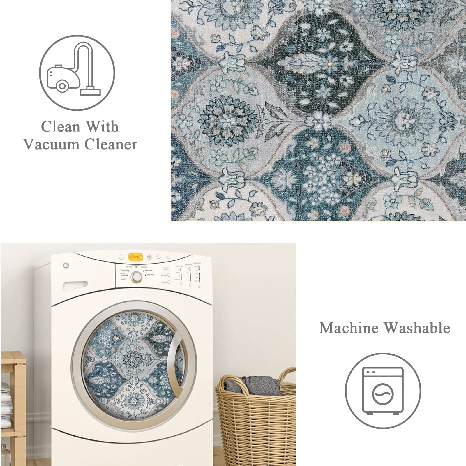 Lahome washable rug simplifies cleaning and quick refreshes.