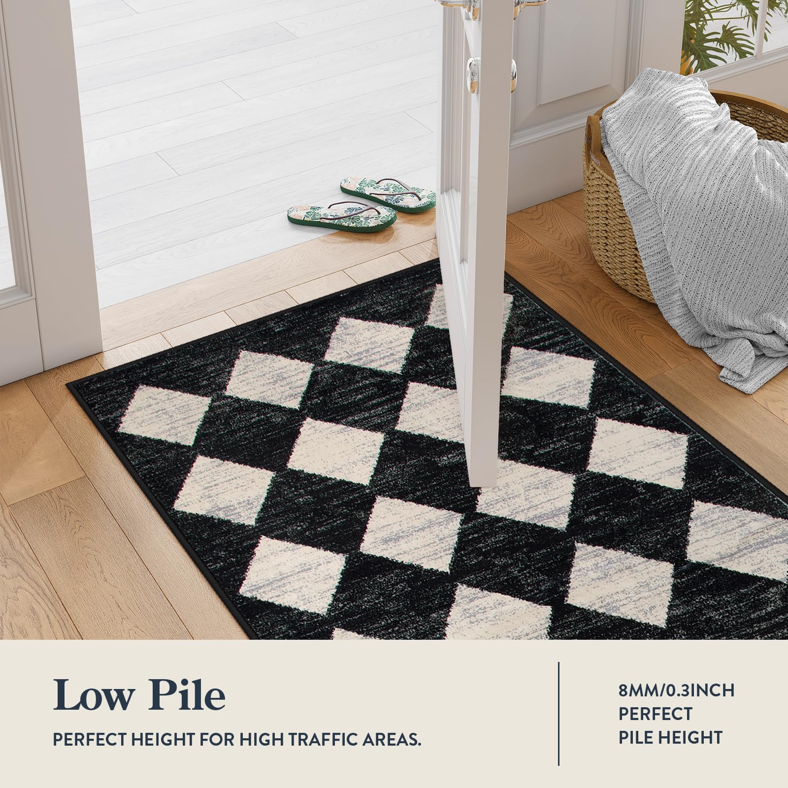 Lahome Zelie rug back view shows skid-resistant backing for stability.