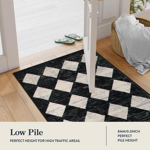 Lahome Zelie rug back view shows skid-resistant backing for stability.