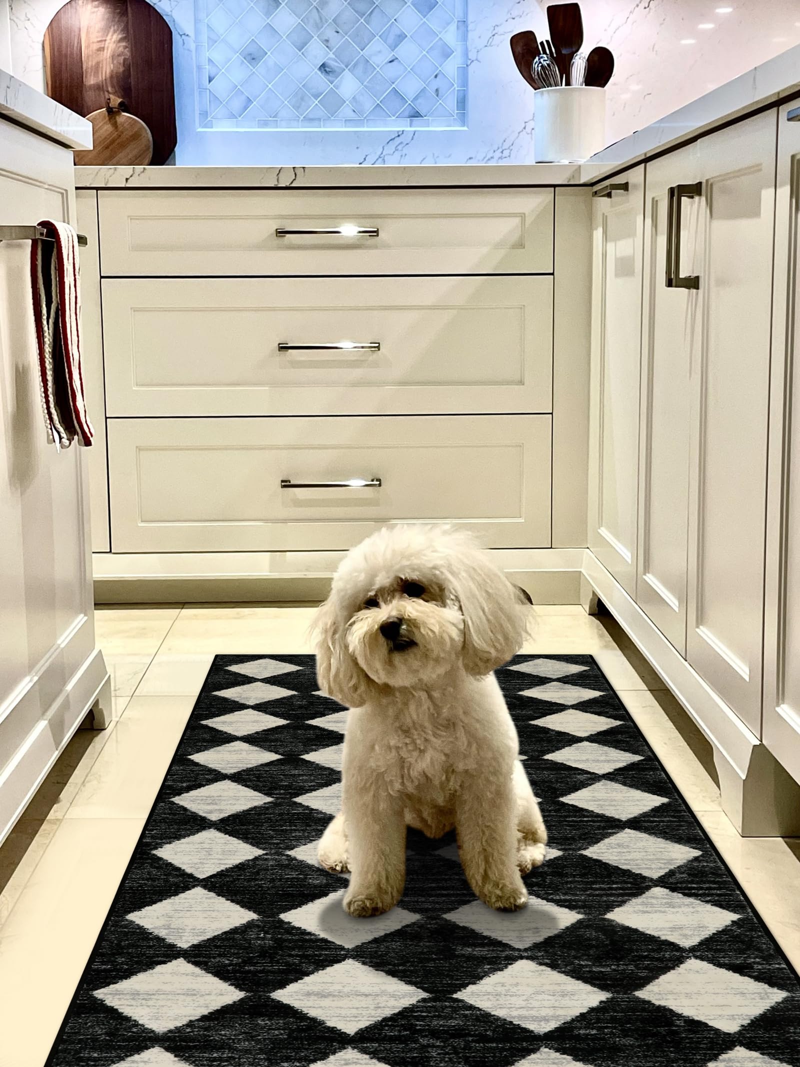 Lahome Zelie rug side view highlights soft medium pile for cozy feet.
