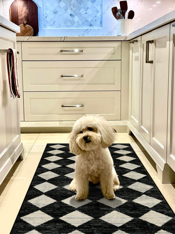 Lahome Zelie rug side view highlights soft medium pile for cozy feet.