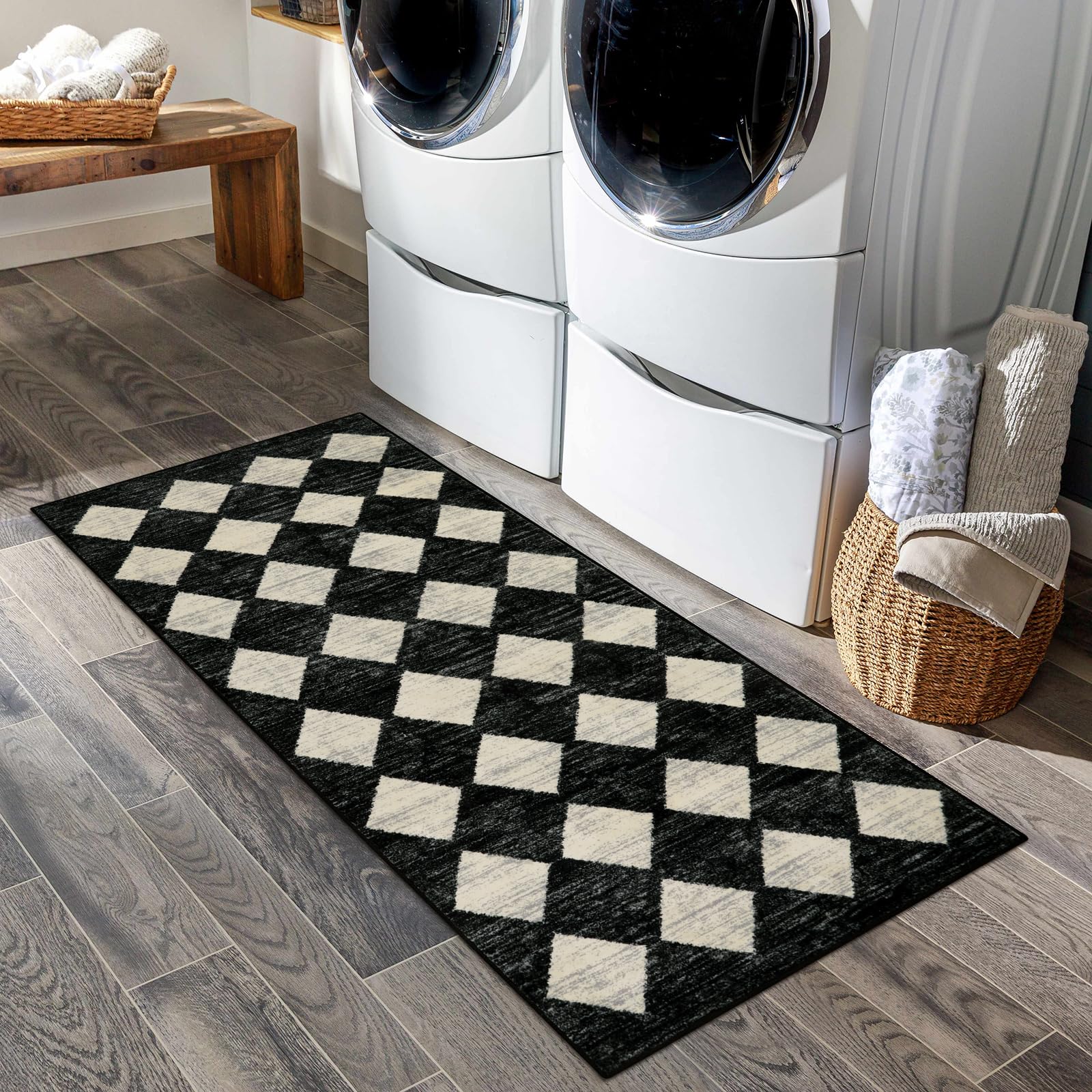 Lahome Zelie trellis pattern adds retro charm to modern spaces.