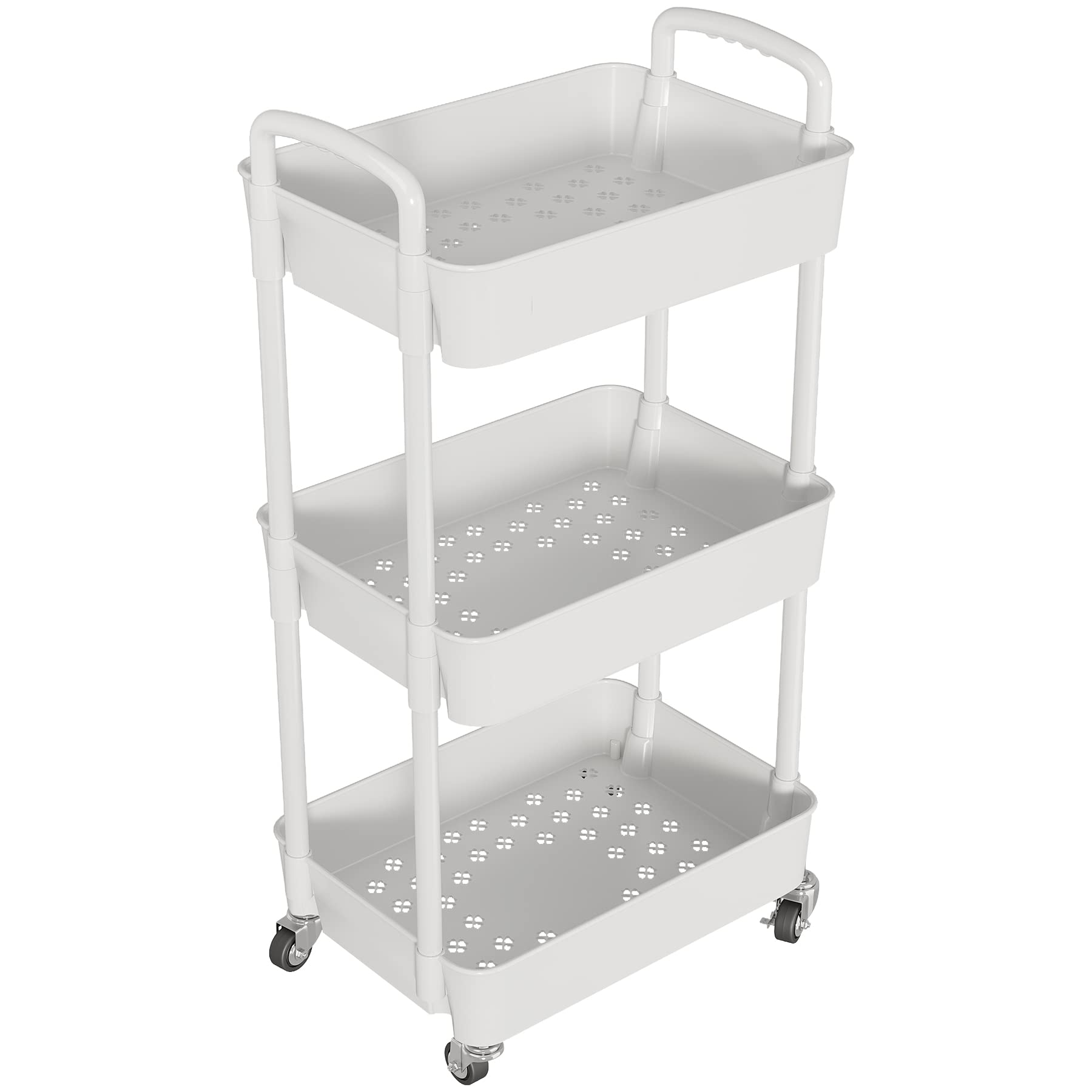 Laiensia 3-Tier Cart brake wheels keep it in place when needed.