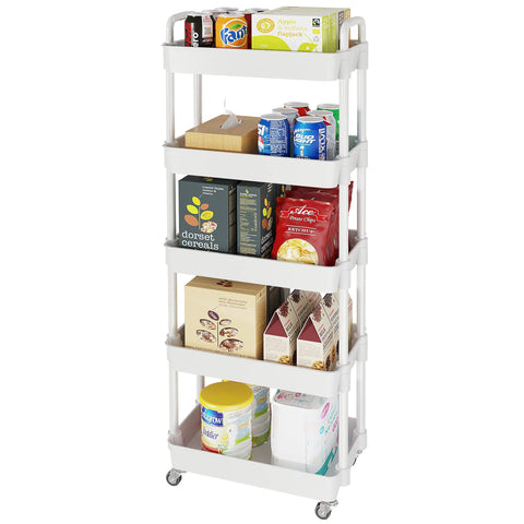Laiensia 5-tier rolling cart with wheels for smooth mobility.