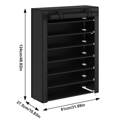 Laiensia 7-tier vertical shoe rack front view highlights sturdy frame and easy access.