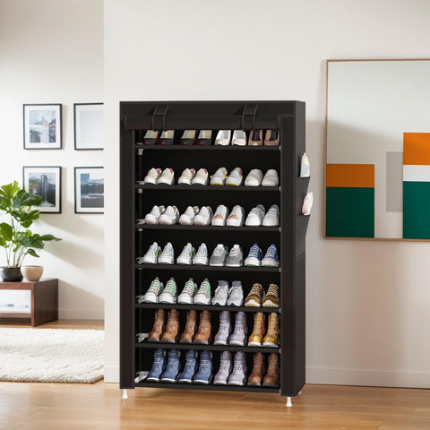 Laiensia 7-tier vertical shoe rack long-shoe storage with removable layer option.
