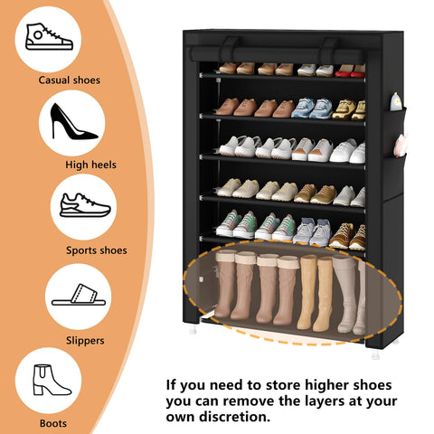 Laiensia 7-tier vertical shoe rack tool-free assembly enables quick setup.