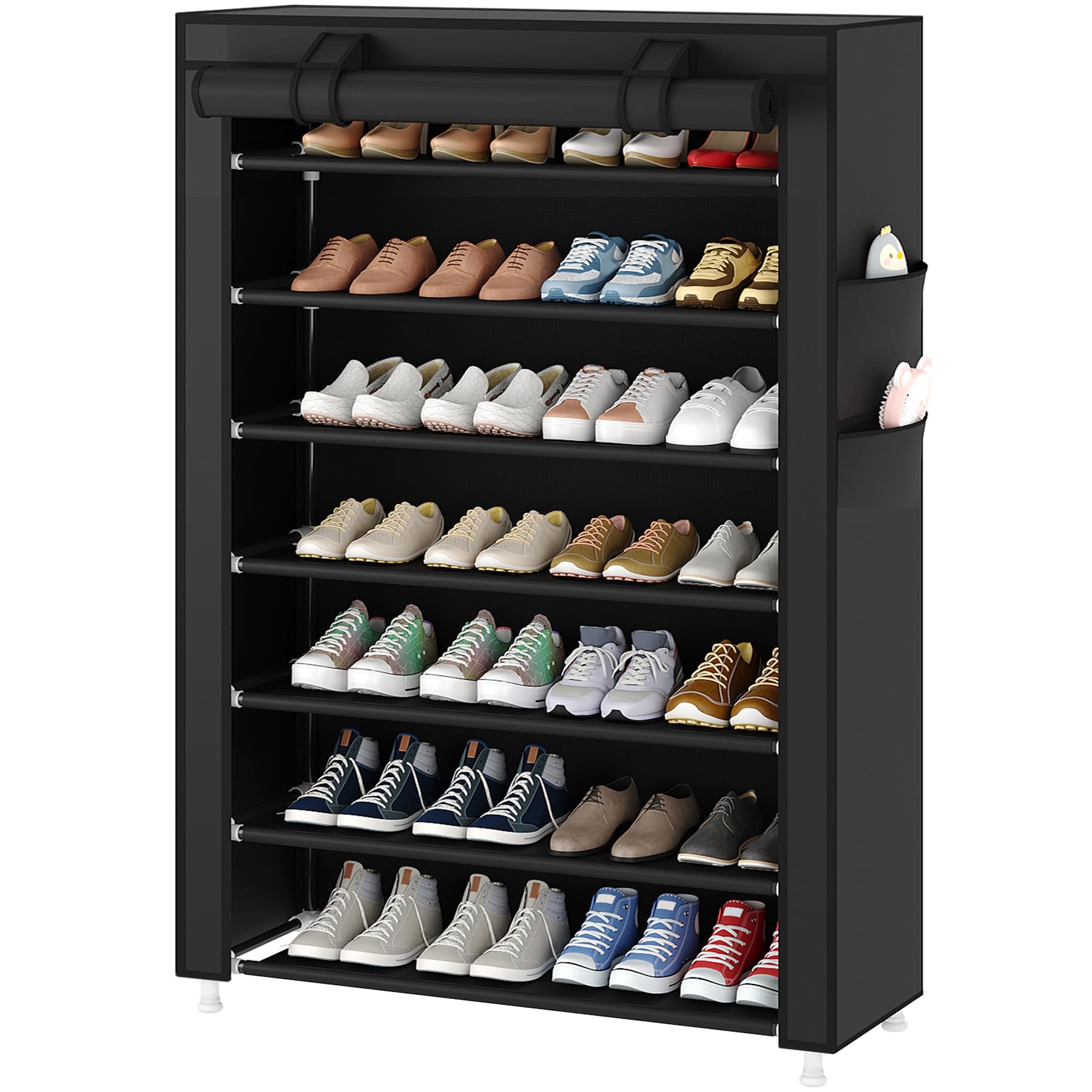 Laiensia 7-tier vertical shoe rack top view shows compact footprint for entryways.