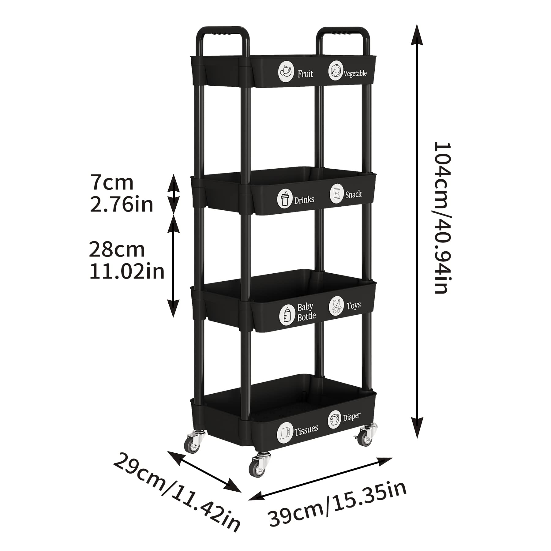 Laiensia 4-tier cart with easy assembly instructions for quick setup.