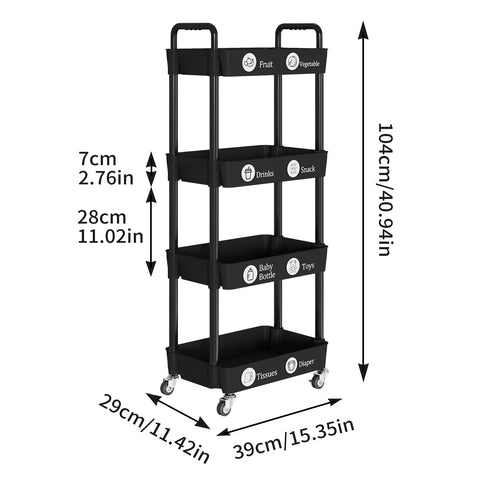 Laiensia 4-tier cart with easy assembly instructions for quick setup.