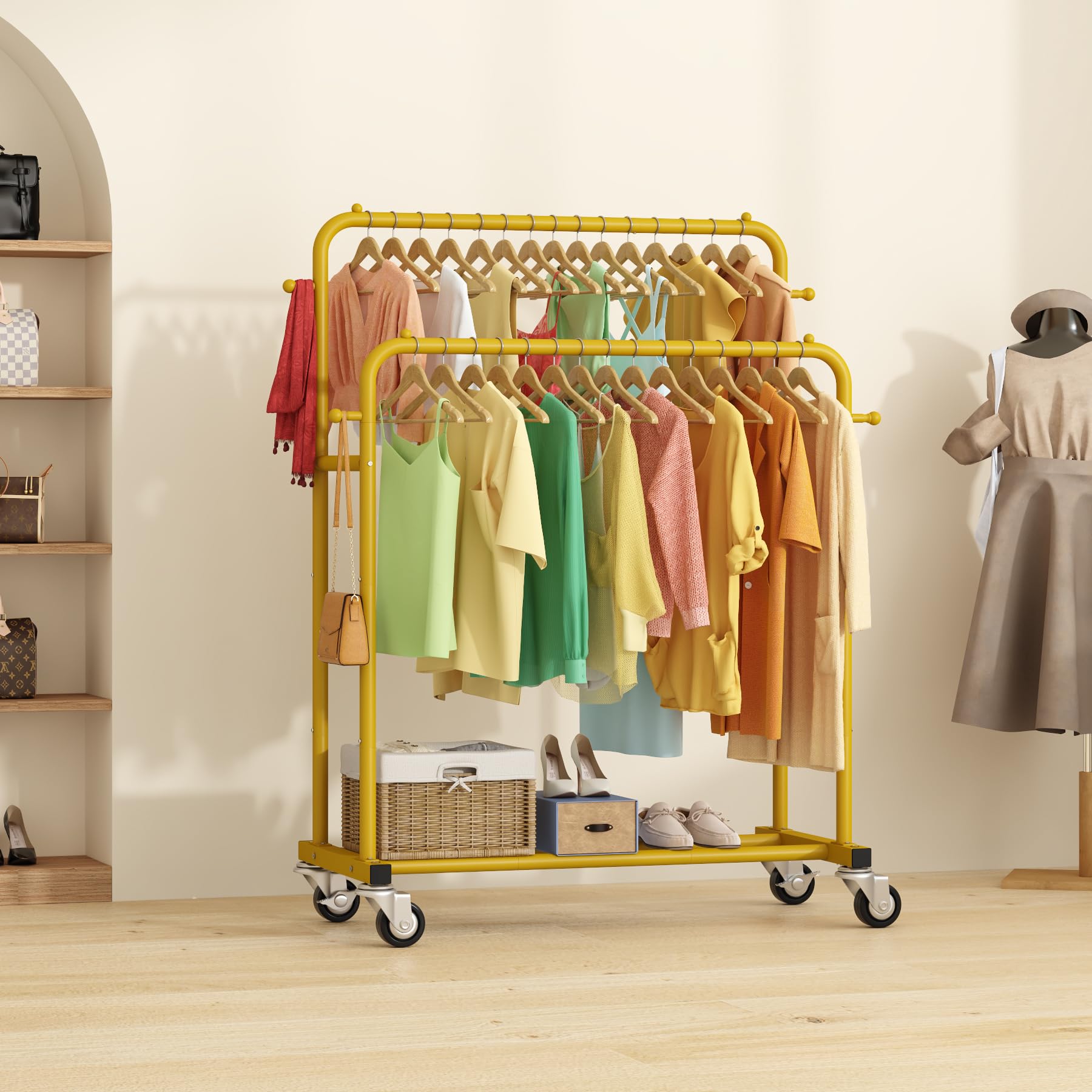 Laiensia garment rack helps keep daily outfits organized and accessible.
