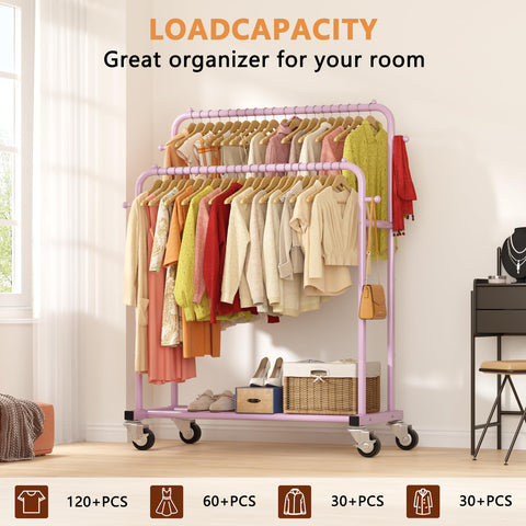 Laiensia pink hanging area shows ample space for shirts and dresses