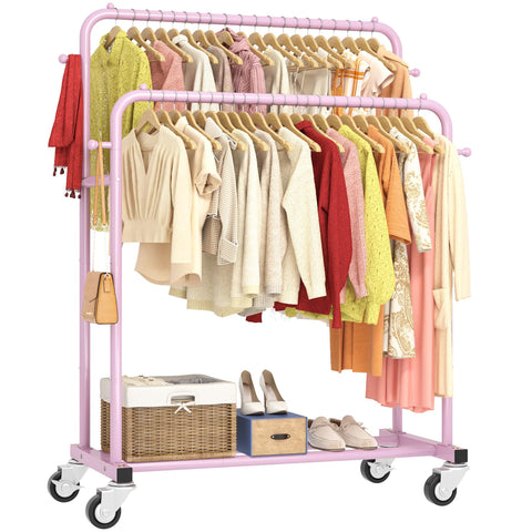 Laiensia pink overview of the garment rack offering organized closet space