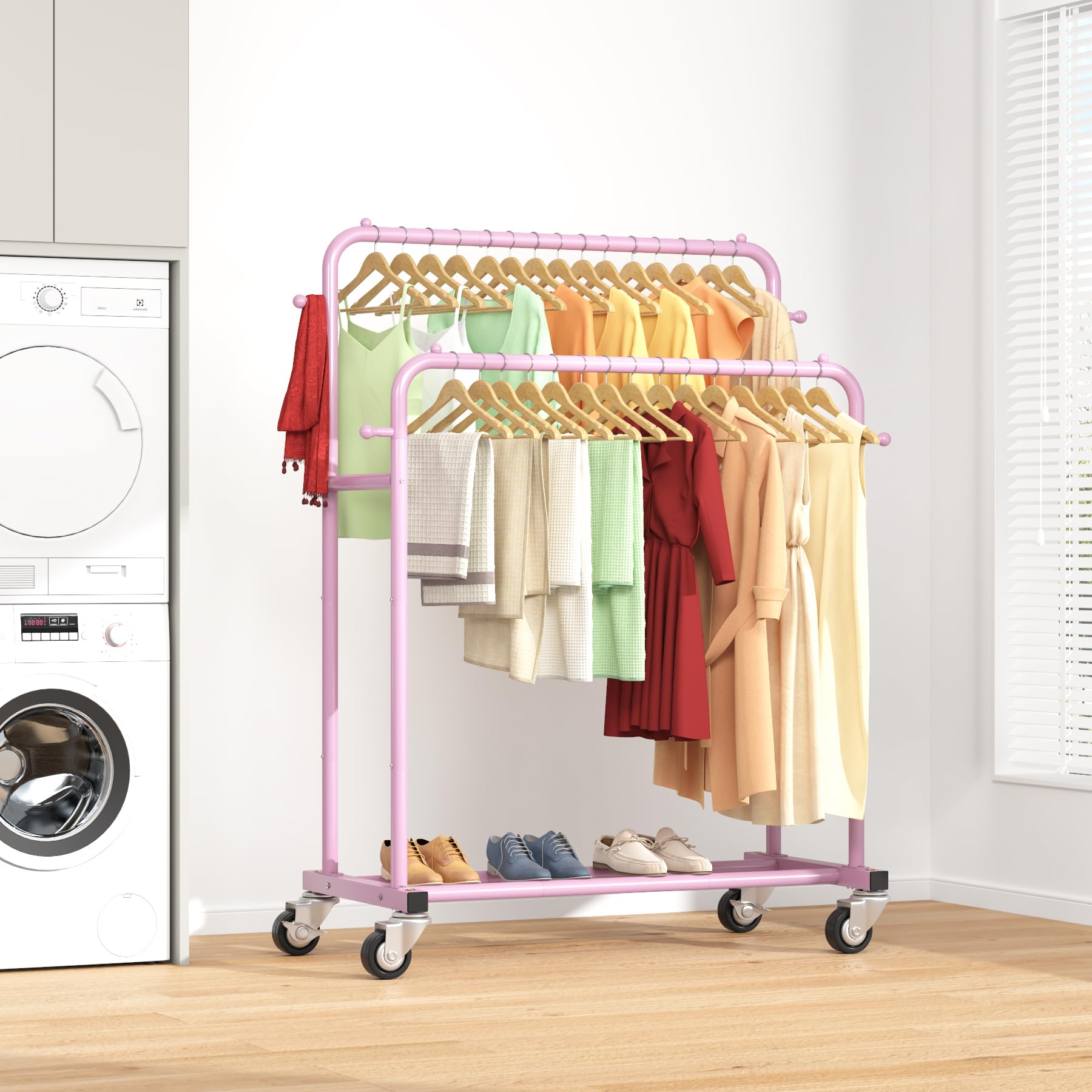 Laiensia garment rack fits bedroom, laundry, or entryway spaces