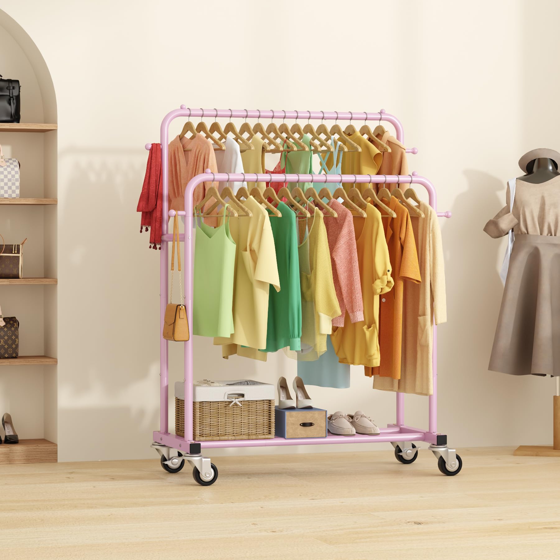 Laiensia pink design blends with décor while boosting storage