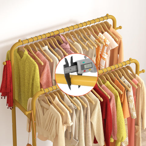 Laiensia gold-finish rack fits compact bedrooms and entryways.