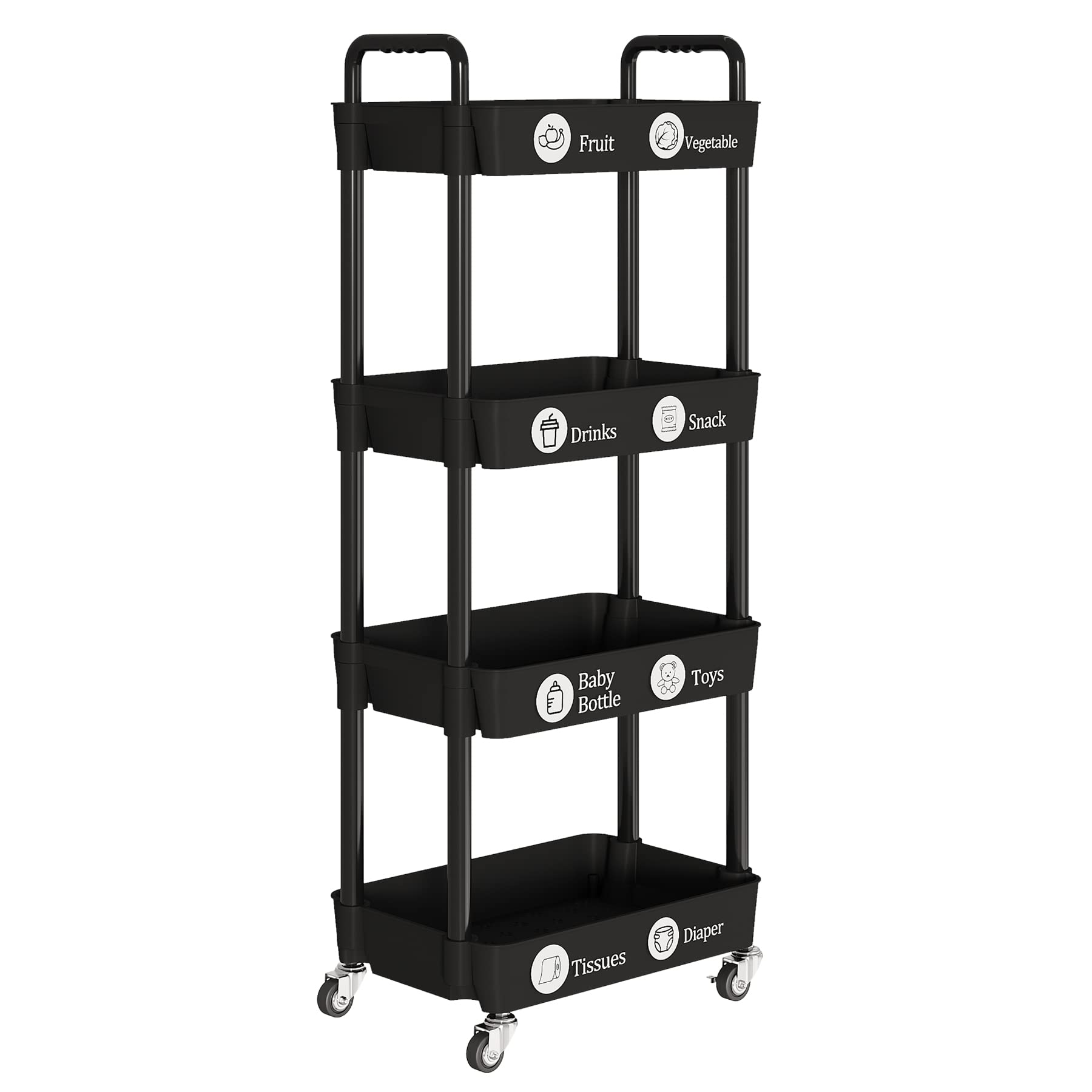 Laiensia portable storage cart with brakes for secure placement.