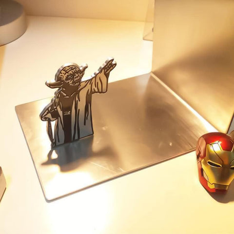 LAIX Master Yoda Force Metal Bookend back view shows balanced dual-side print.