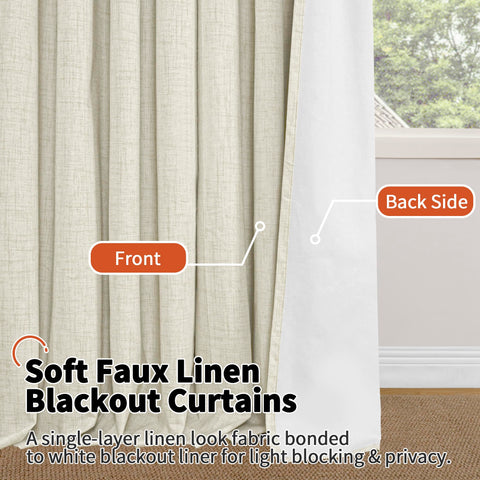 Lajode farmhouse-style living room curtains in natural cream tone.