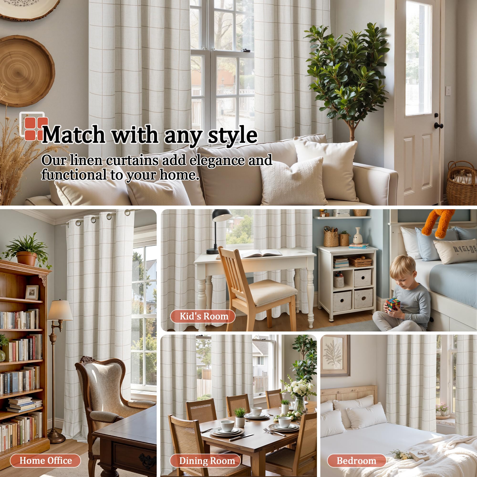Lajode linen blackout curtains with insulated backing regulate room temperatures while maintaining a soft, stylish drape.