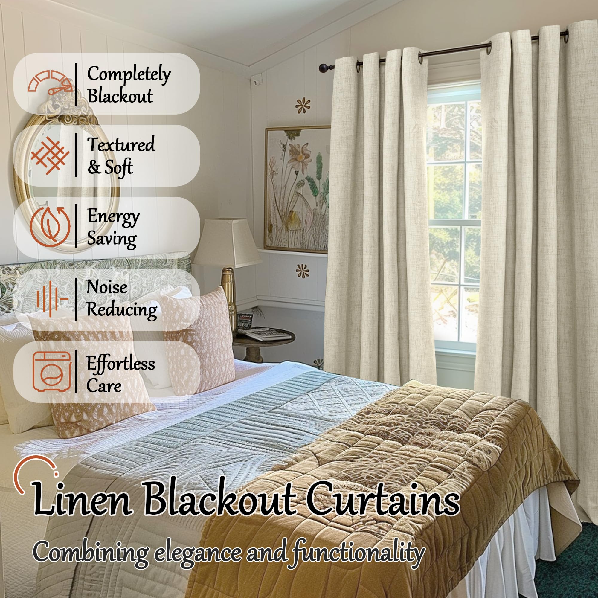Lajode linen-look curtains with thermal insulation offering year-round comfort.