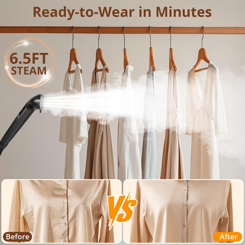 LAKALA dual hanger holds multiple garments for hands-free steaming.