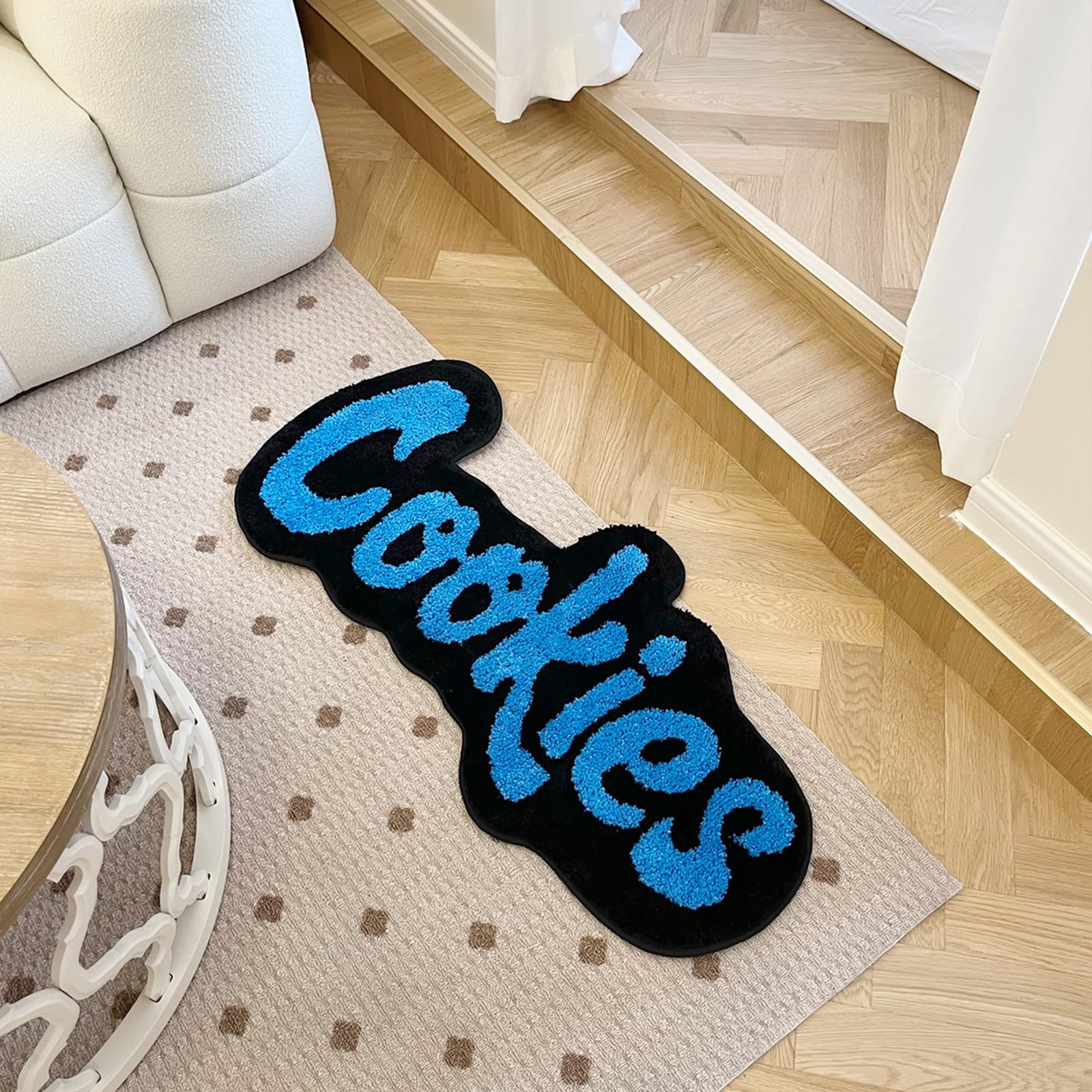 LAKEA Cookies Rug enhances bedroom decor with playful rug styling