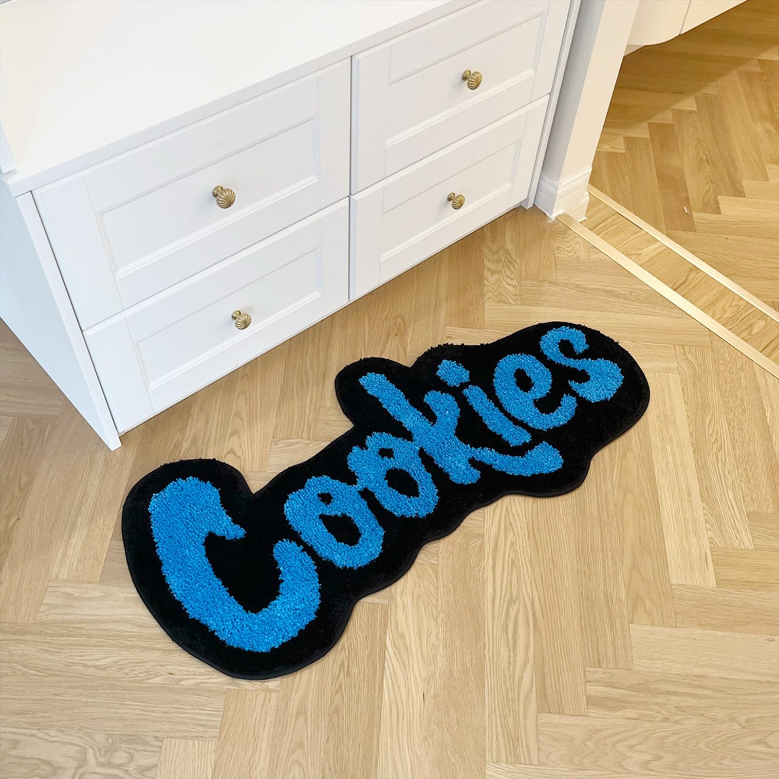 LAKEA Cookies Rug features non-slip bottom for safer placement on floors