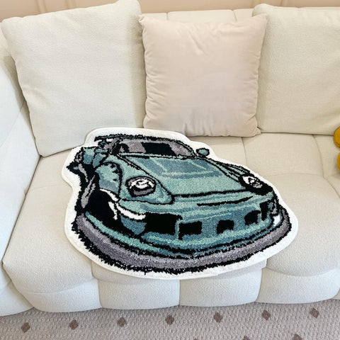 LAKEA Enthusiast green rug entryway doormat; welcoming first impression with unique shape