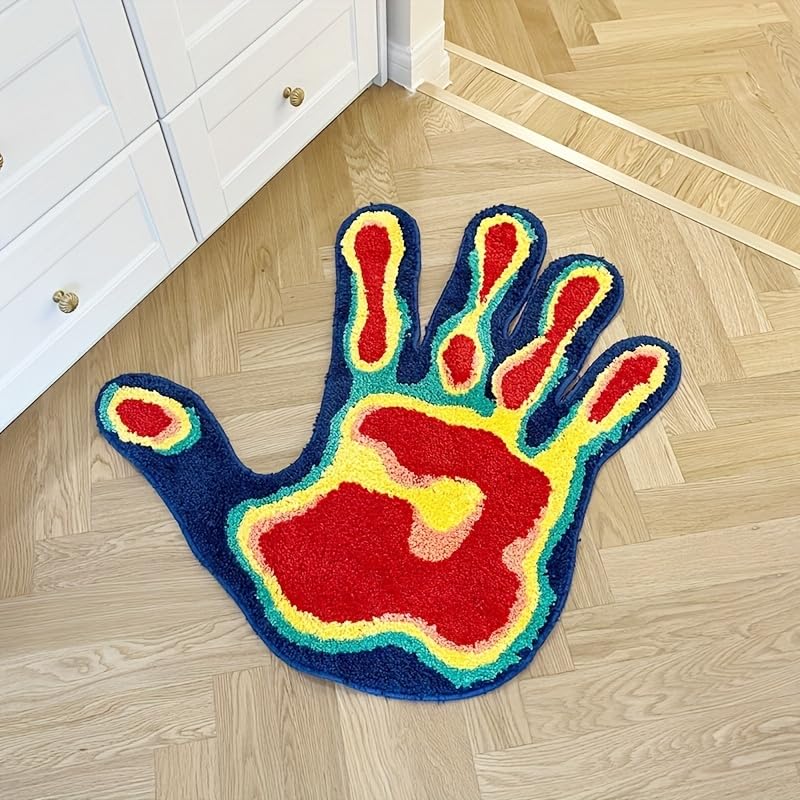 LAKEA heat-map handprint rug adds bold art to living spaces