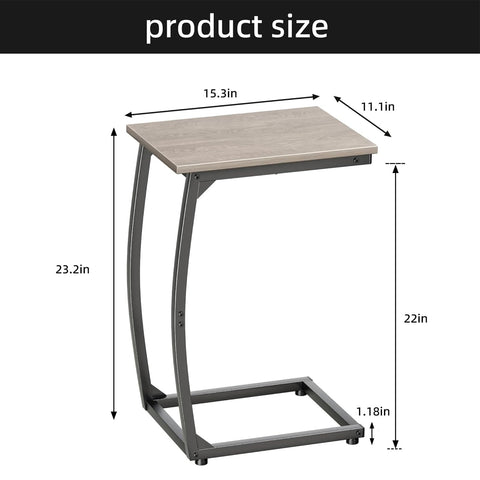 LAKEMID C-Shaped End Table adjustable feet stabilize on uneven floors.