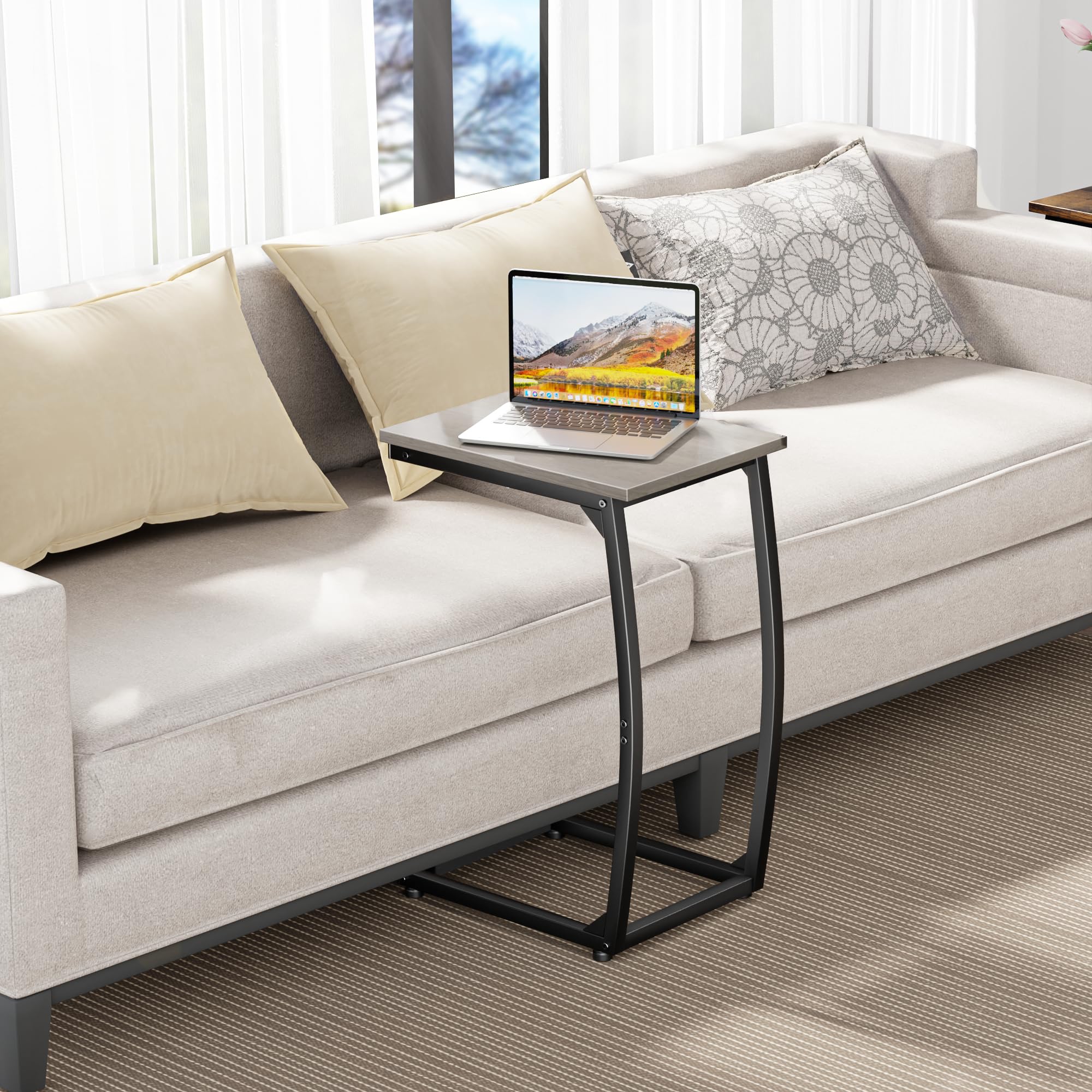 LAKEMID C-Shaped End Table curved legs close-up highlighting ergonomic design.