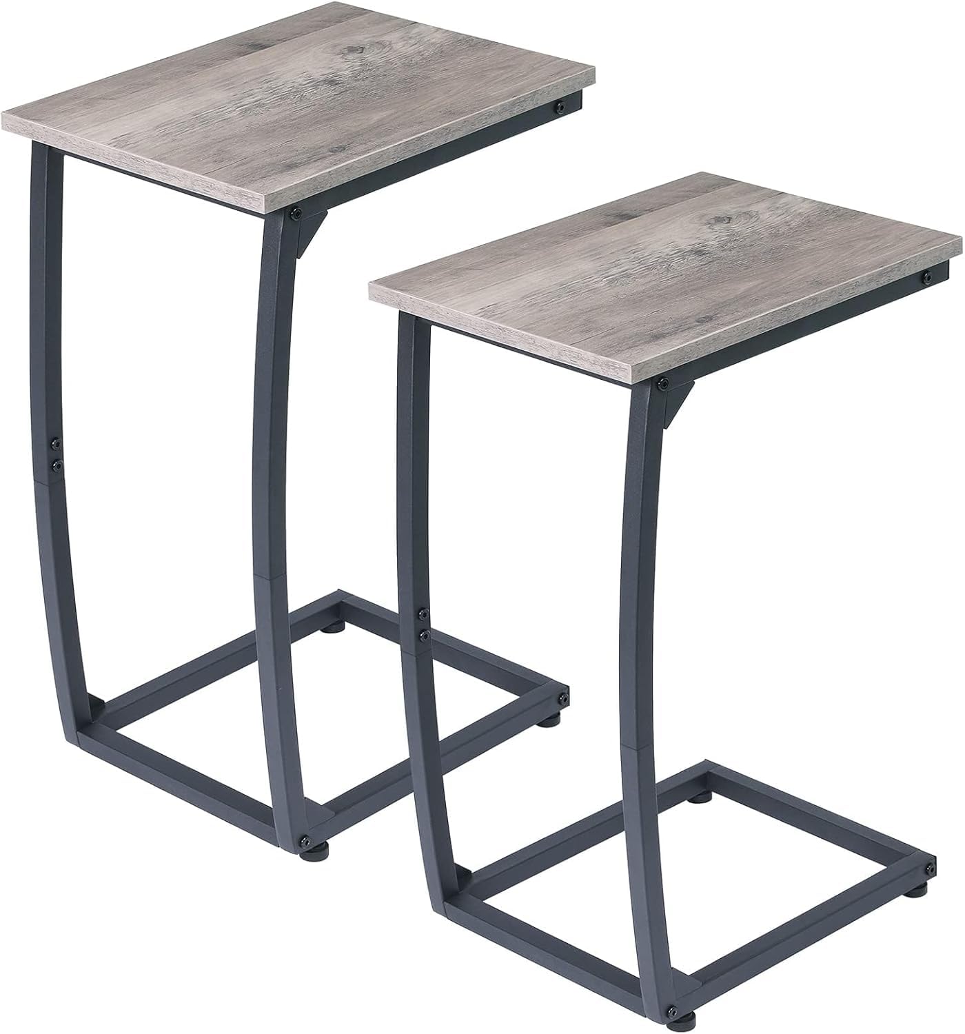 LAKEMID C-Shaped End Table ivory two-piece set, a compact living room solution.