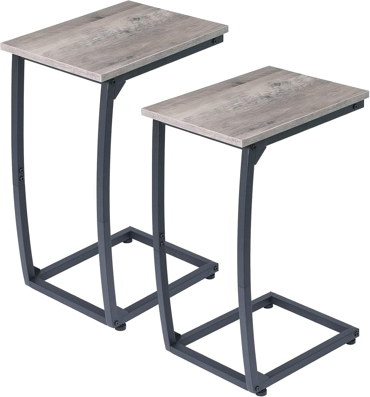 LAKEMID C-Shaped End Table ivory two-piece set, a compact living room solution.