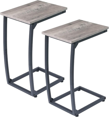 LAKEMID C-Shaped End Table ivory two-piece set, a compact living room solution.