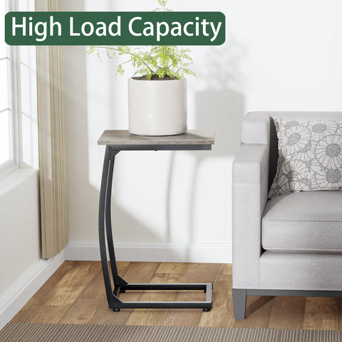 LAKEMID C-Shaped End Table snack side table beside seating area.