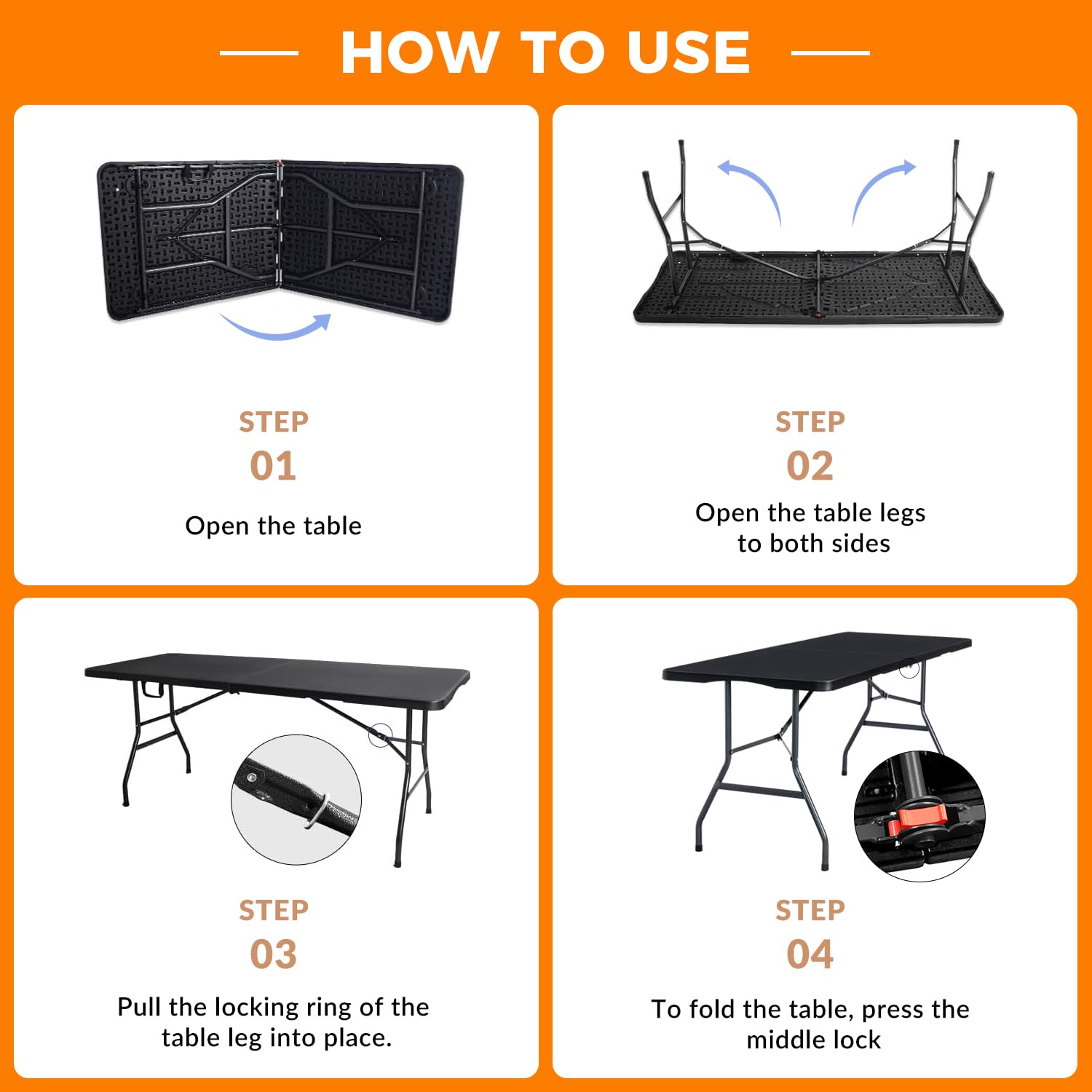 Lakhow 6ft folded storage view highlighting compact no assembly convenience