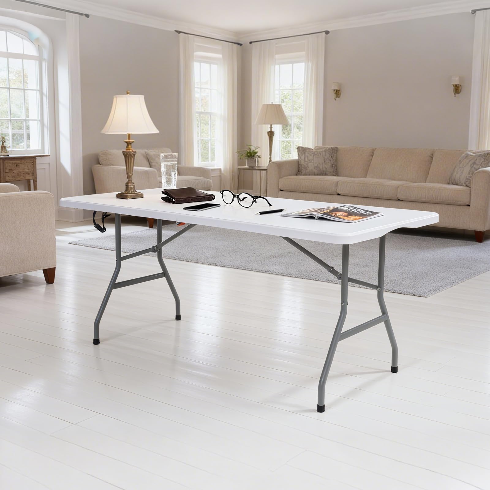Lakhow 6ft table top shows thick, durable HDPE surface.