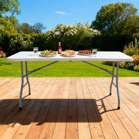 Lakhow table with solid steel legs.
