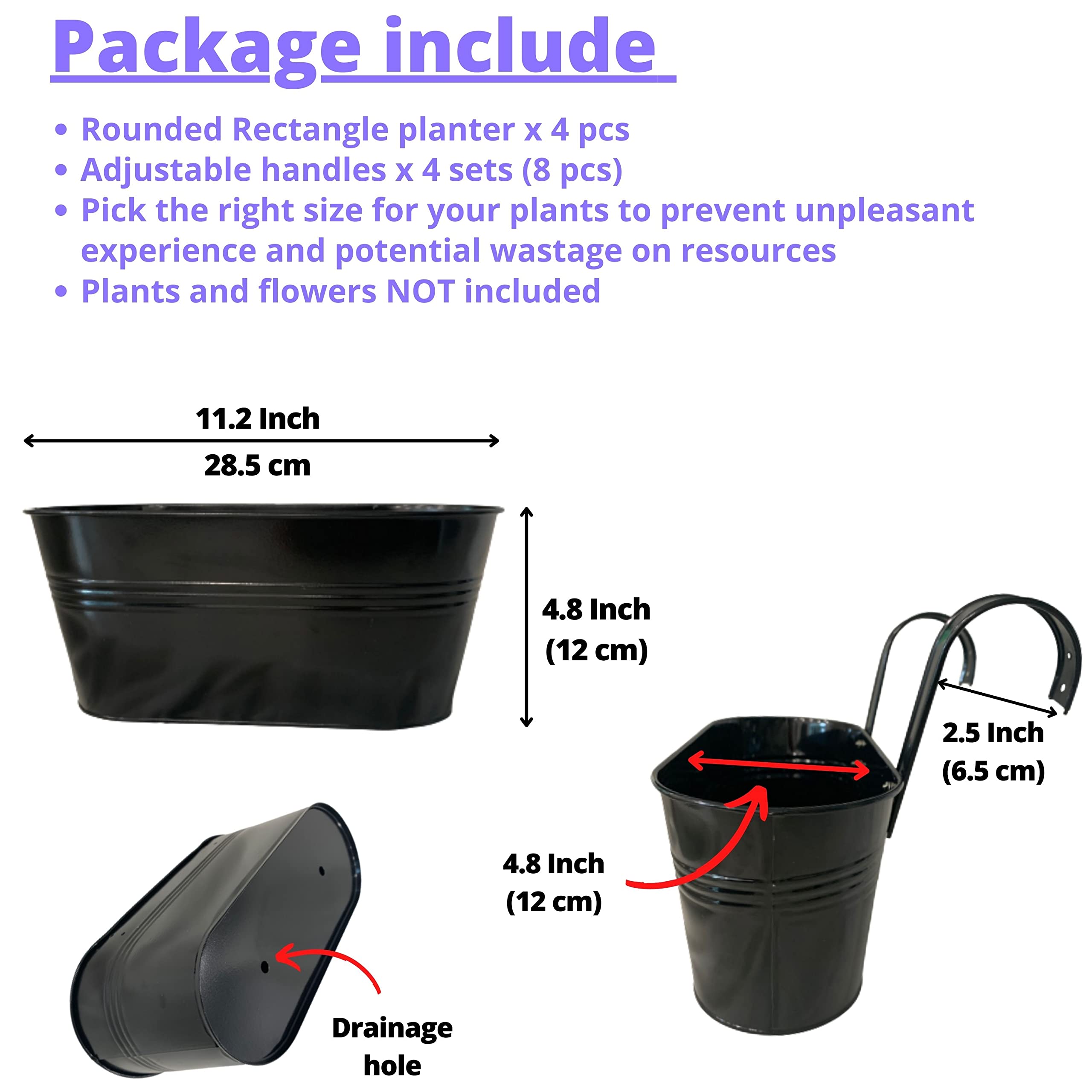 LaLaGreen rail planter with drainage holes for healthy watering