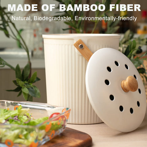 LALASTAR bamboo fiber bin with charcoal filter for odor absorption.