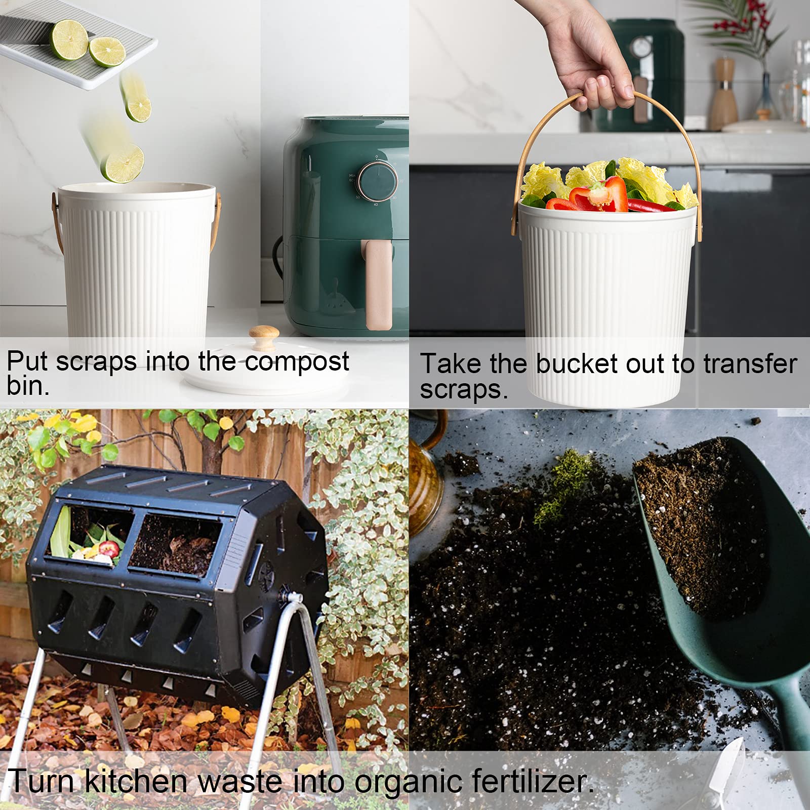 LALASTAR cream compost bin is dishwasher safe for easy cleaning.