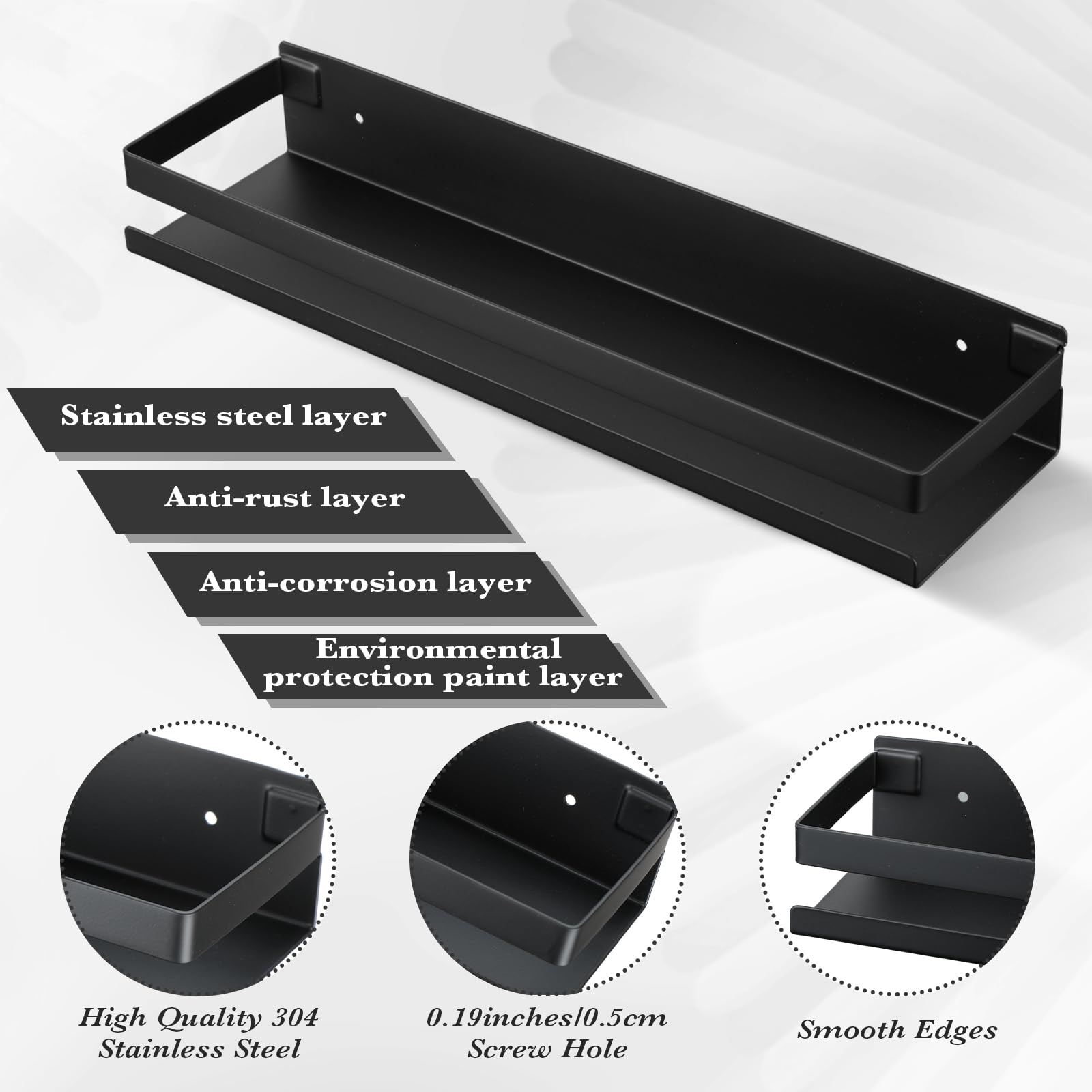 Lallisa 304 stainless steel brushed finish shelf resists moisture and rust.