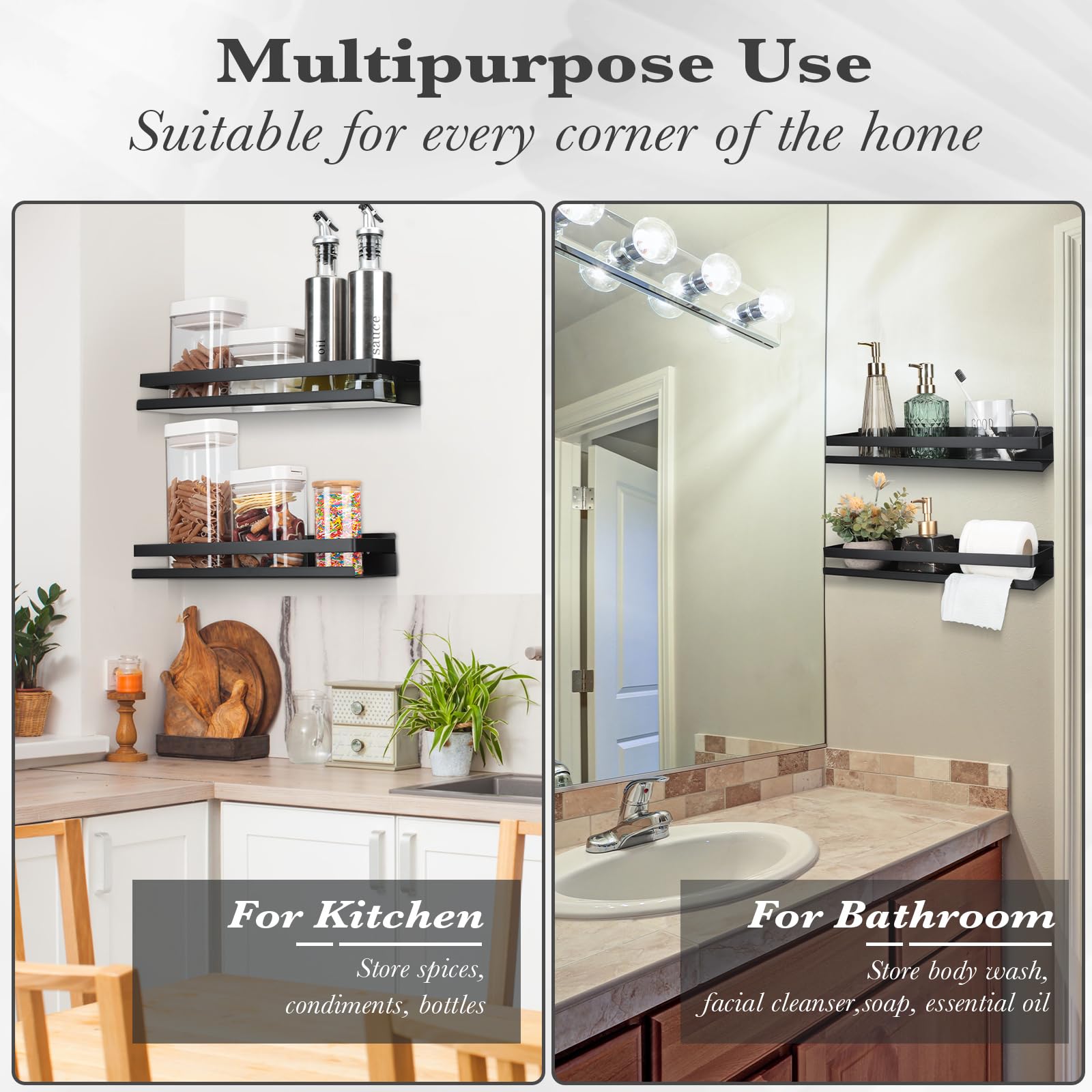 Lallisa 40 cm shelf dimensions fit in compact bathrooms and kitchens.