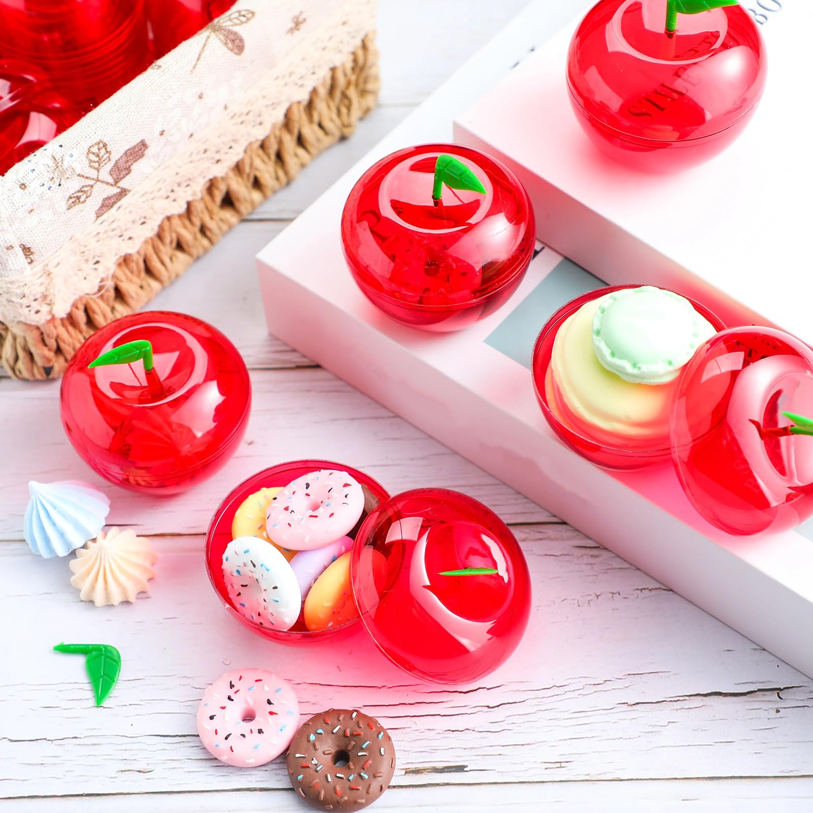 Lallisa apple-shaped candy jar close-up showing smooth red finish and kid-friendly design