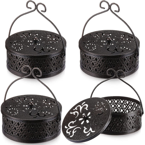 Lallisa bronze round coil holder with hanging handle for easy placement.