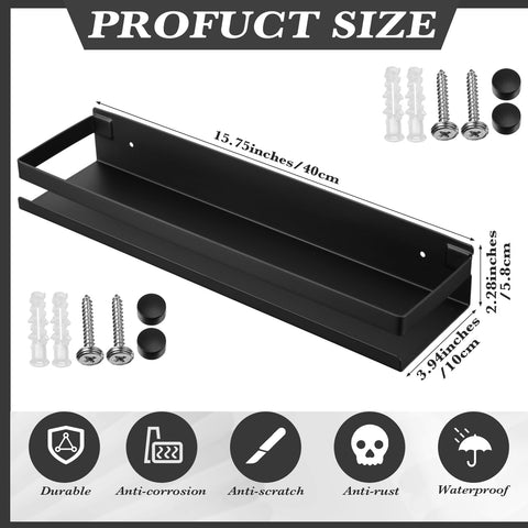 Lallisa floating shower shelves with guard rails prevent items from tipping.