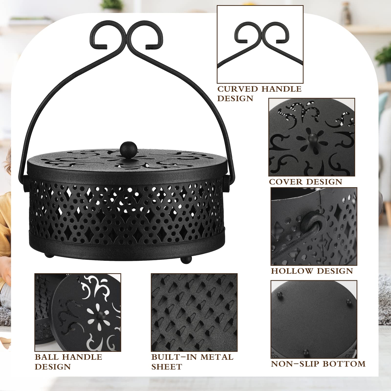 Lallisa hanging incense burner in round retro style for indoor or balcony ambiance