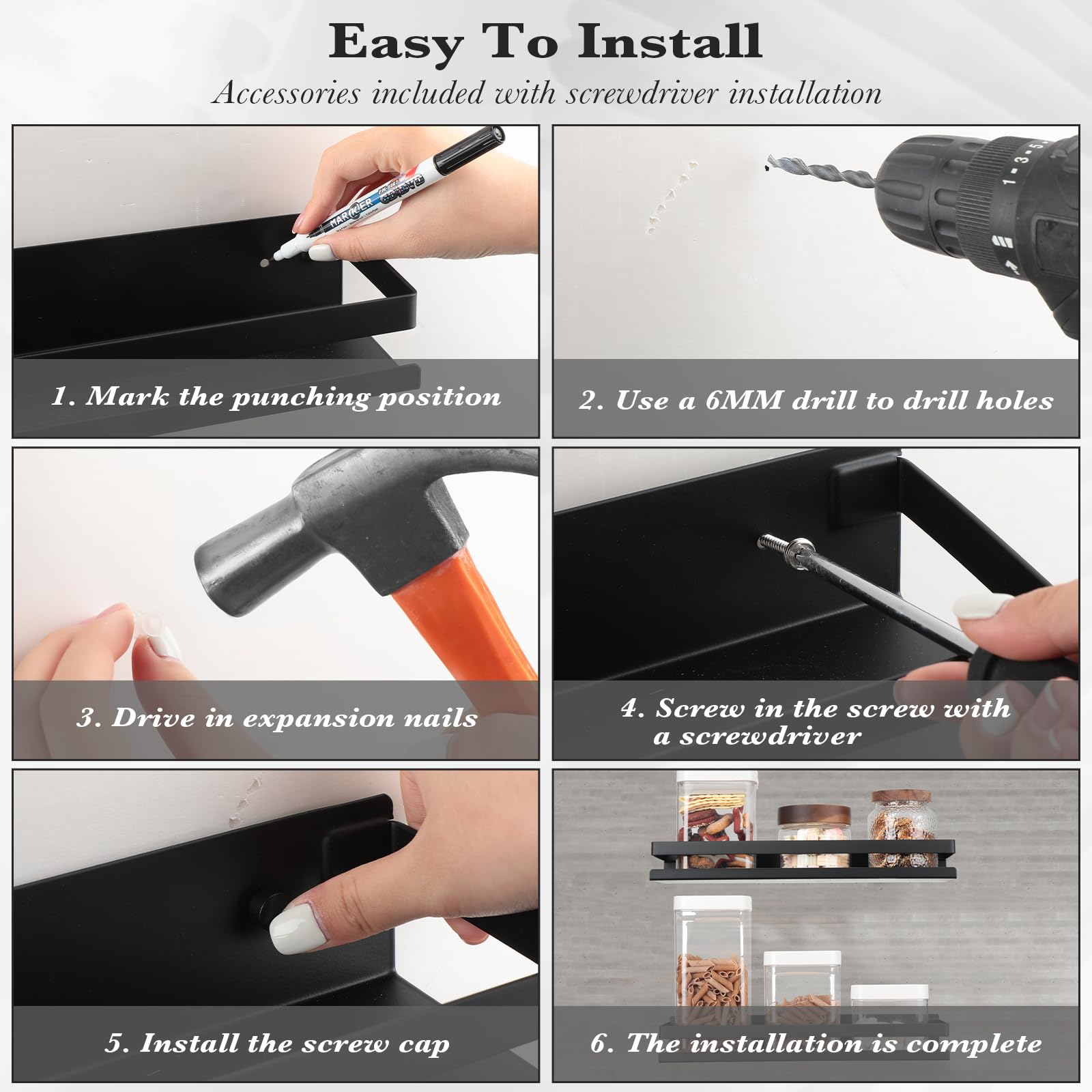Lallisa hidden cover installation keeps screws out of sight for a neat look.